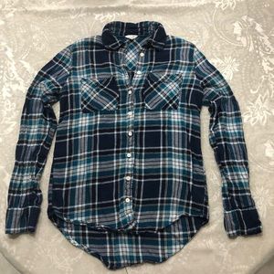 Aeropostale blue plaid slim button down size S